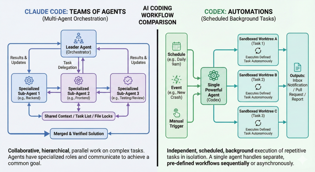 Claude Code versus Codex - Two approaches for agentic software development