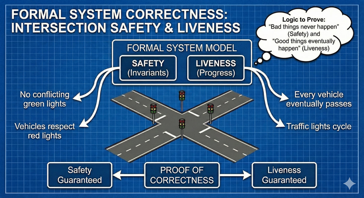 traffic intersection showing safety and liveness