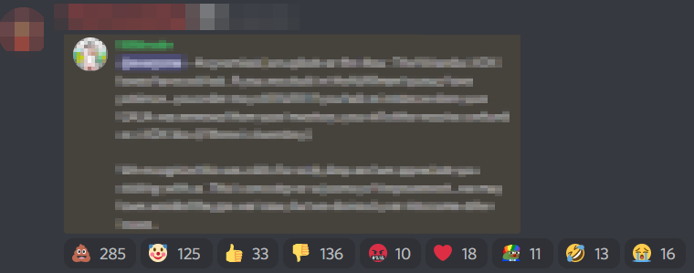 Negative emoji spam on Discord announcements