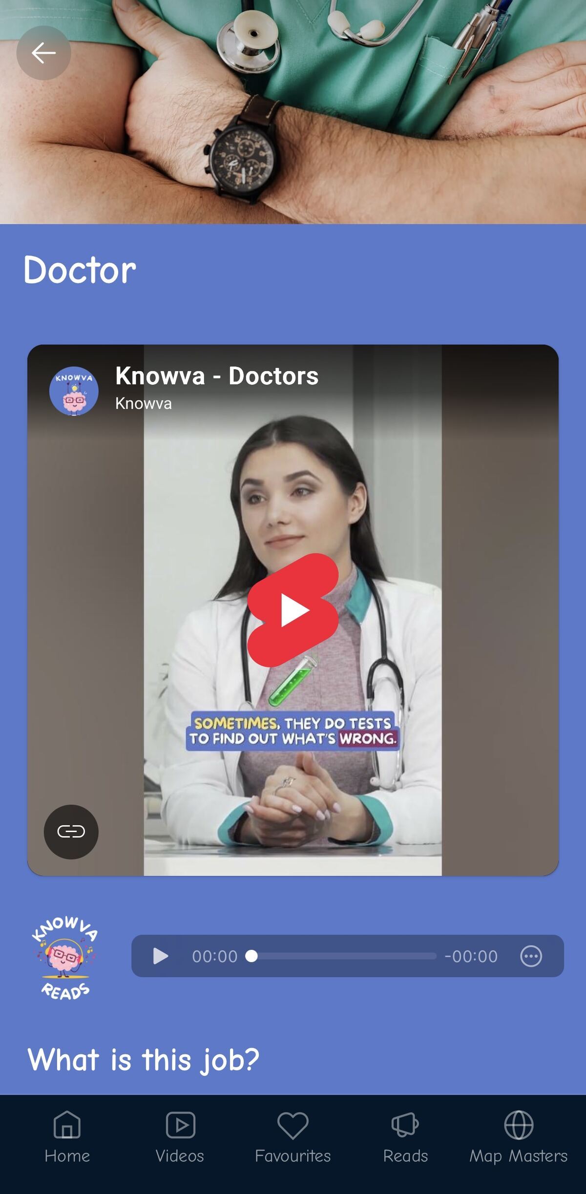 An image of Knowva showing the old YouTube video player on the Doctor article.