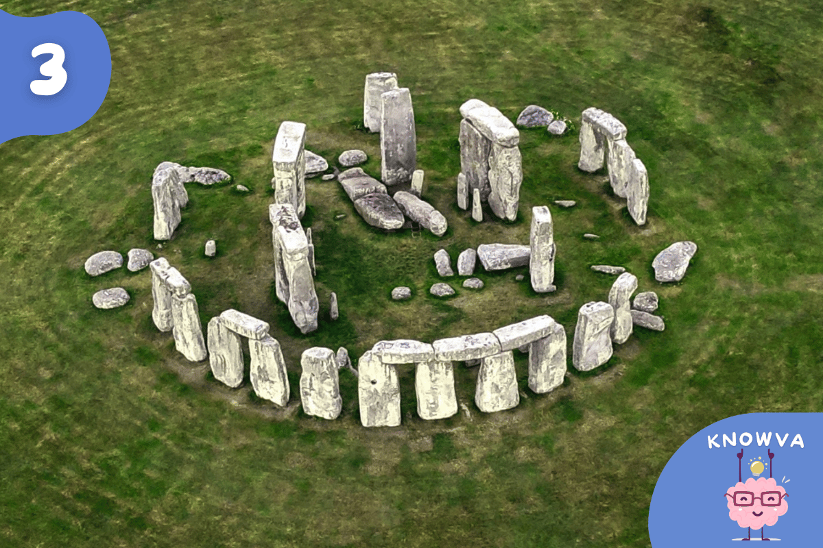 An aerial shot of the many stones of Stonehenge.